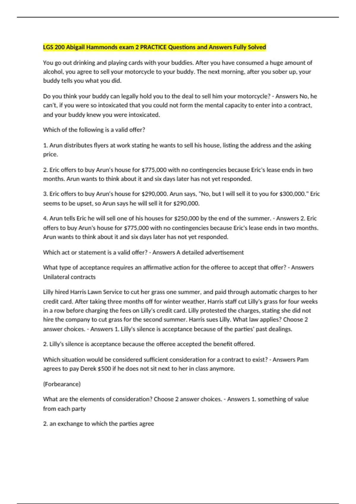 LGS 200 BUNDLED QUESTIONS WITH CORRECT ANSWERS LATEST UPDATE 2025/2026 ...