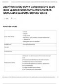 Liberty University SOWK Comprehensive Exam &lpar;2025 updated&rpar; QUESTIONS AND ANSWERS &lpar;DETAILED & ELABORATED&rpar; fully solved