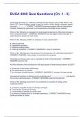 BUSA 4000 Quiz Questions &lpar;Ch&period; 1 - 5&rpar;  &vert; Questions with 100 &percnt; Correct Answers &vert; Verified