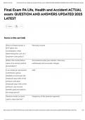 Final Exam PA Life&comma; Health and Accident ACTUAL exam&colon; QUESTION AND ANSWERS UPDATED 2025 LATEST