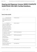 Hearing Aid Dispenser License &lpar;2025&rpar; COMPLETE QUESTIONS With 100&percnt; Verified Solutions&comma;