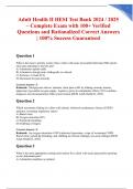 Adult Health II HESI Test Bank 2024 &sol; 2025 &ndash; Complete Exam with 100&plus; Verified Questions and Rationalized Correct Answers &vert; 100&percnt; Success Guaranteed