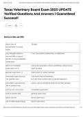 Texas Veterinary Board Exam 2025 UPDATE Verified Questions And Answers &vert; Guaranteed Success&excl;&excl;