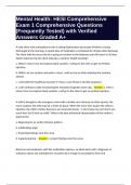 Mental Health HESI Comprehensive Exam 1 Comprehensive Questions &lpar;Frequently Tested&rpar; with Verified Answers Graded A&plus;