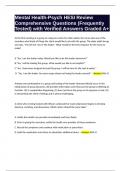 Mental Health-Psych HESI Review Comprehensive Questions &lpar;Frequently Tested&rpar; with Verified Answers Graded A&plus;
