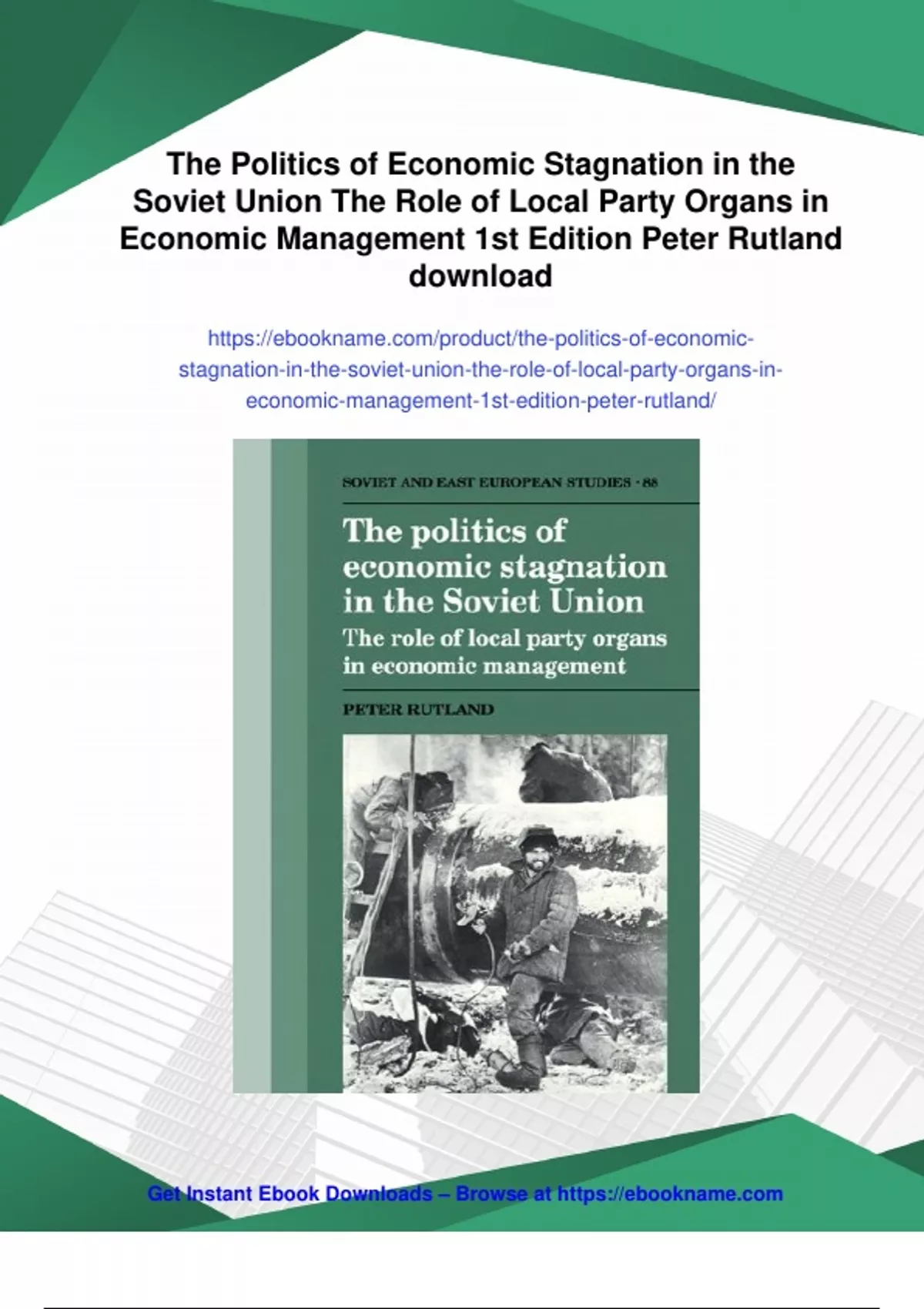Summary The Politics of Economic Stagnation in the Soviet Union The ...