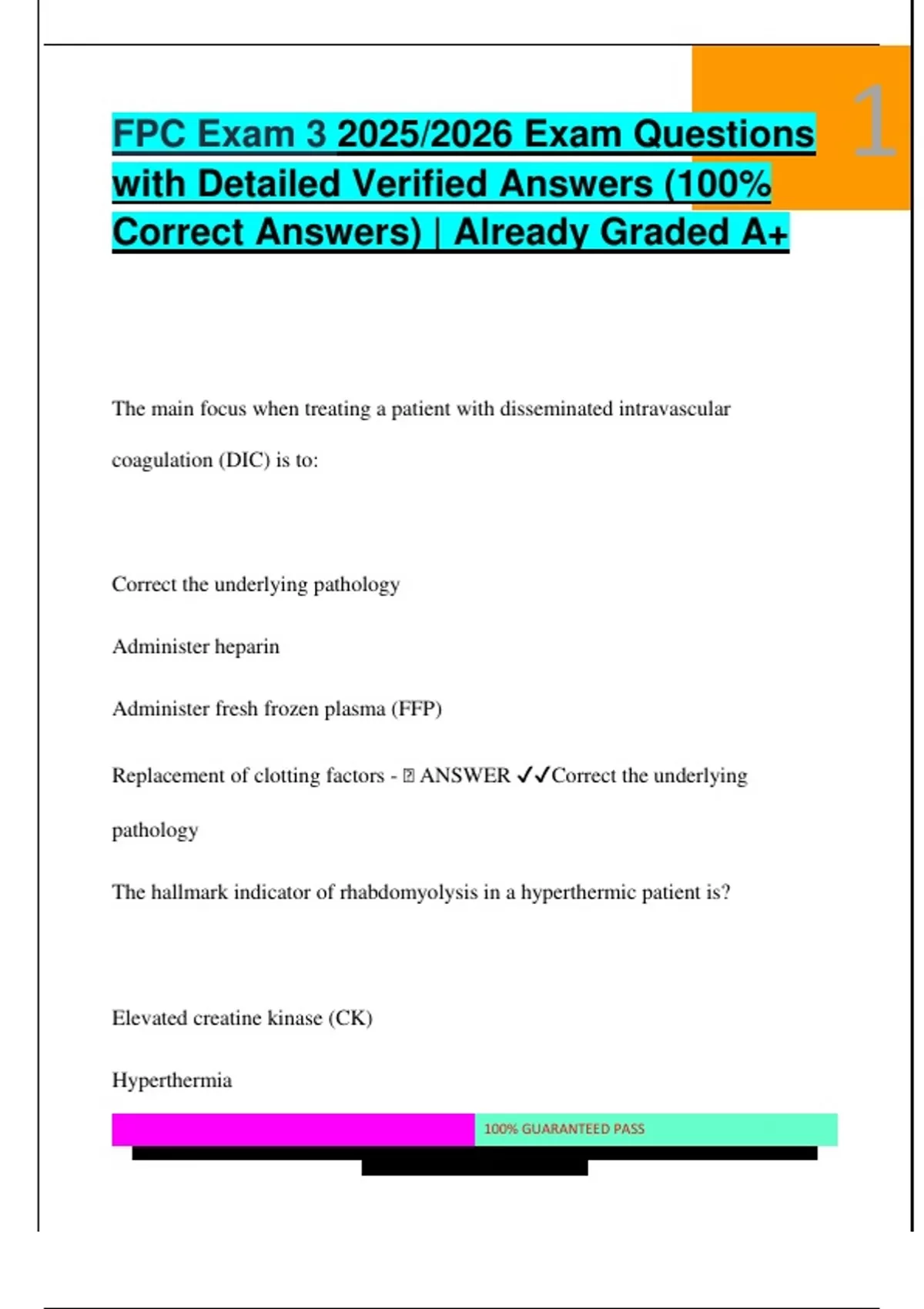 Fpc Question FPC Exam 3 2025/2026 Exam Questions with Detailed Verified Answers (100 ...
