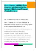 Master Plumber 2025&sol;2026 Exam  Questions with Detailed Verified  Answers &lpar;100&percnt; Correct Answers&rpar; &vert;  Already Graded A&plus; 