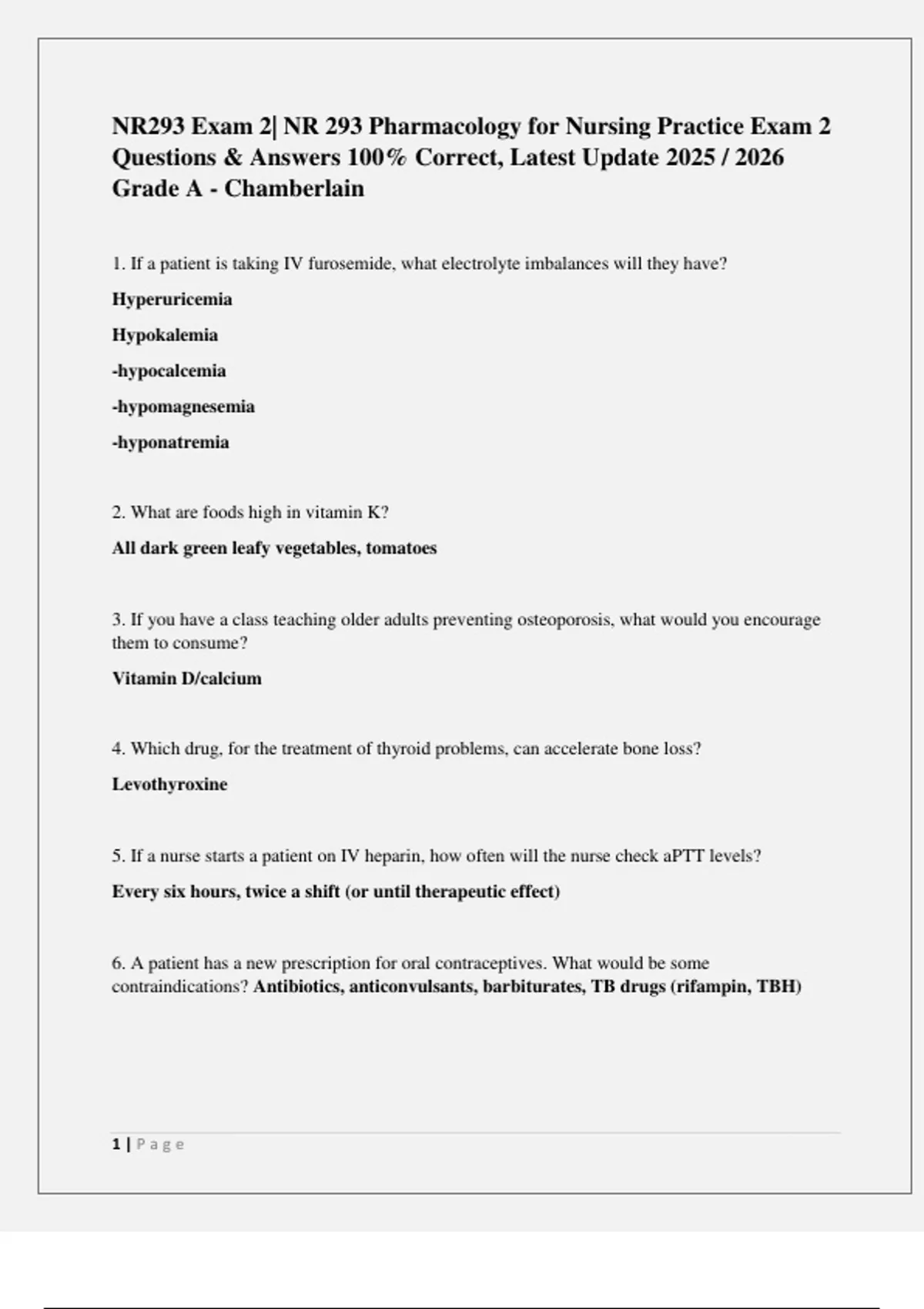 NR293 Exam 2| NR 293 Pharmacology for Nursing Practice Exam 2 Questions ...