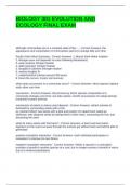 BIOLOGY 301 EVOLUTION AND ECOLOGY FINAL EXAM QUESTIONS WITH COMPLETE SOLUTIONS &vert; GRADED A