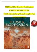 TEST BANK for Behavior Modification&colon;  What It Is and How To Do It 12th Edition by Garry Martin & Joseph J&period; Pear&period; All Chapters 1 - 29 DR ERIC