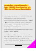 Canada Exterminator License Core  Exam 2025&sol;2026 Exam Questions with  100&percnt; Correct Answers &vert; Latest Update