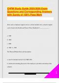 CHFM Study Guide 2025&sol;2026 Exam  Questions and Corresponding Answers  with Surety of 100&percnt; Pass Mark 