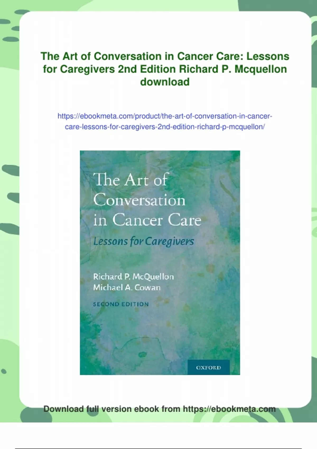 Summary The Art of Conversation in Cancer Care: Lessons for Caregivers ...
