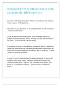 Missouri Title Producer Exam &lpar;189 questions&rpar; with accurate detailed answers