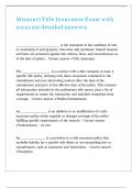 Missouri Title Insurance Exam with accurate detailed answers
