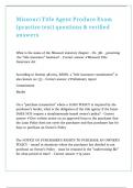 Missouri Title Agent Produce Exam &lpar;practice test&rpar; questions & verified answers 