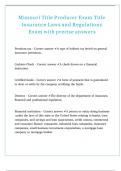 Missouri Title Producer Exam Title Insurance Laws and Regulations Exam with precise detailed answers 