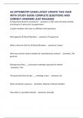 AZ OPTOMETRY EXAM LATEST UPDATE THIS YEAR WITH STUDY GUIDE COMPLETE QUESTIONS AND CORRECT ANSWERS JUST RELEASED
