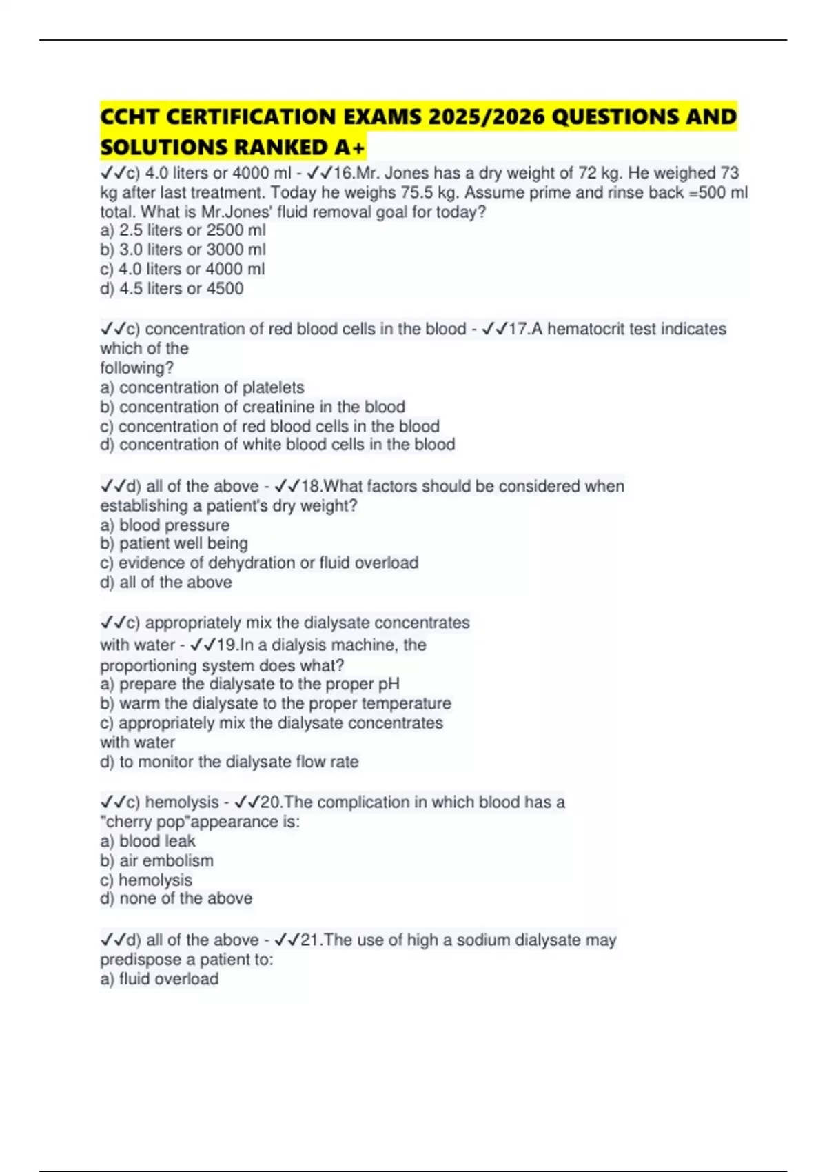 Ccht Recertification Form.pdf CCHT CERTIFICATION EXAMS 2025/2026 QUESTIONS AND SOLUTIONS RANKED A+ ...