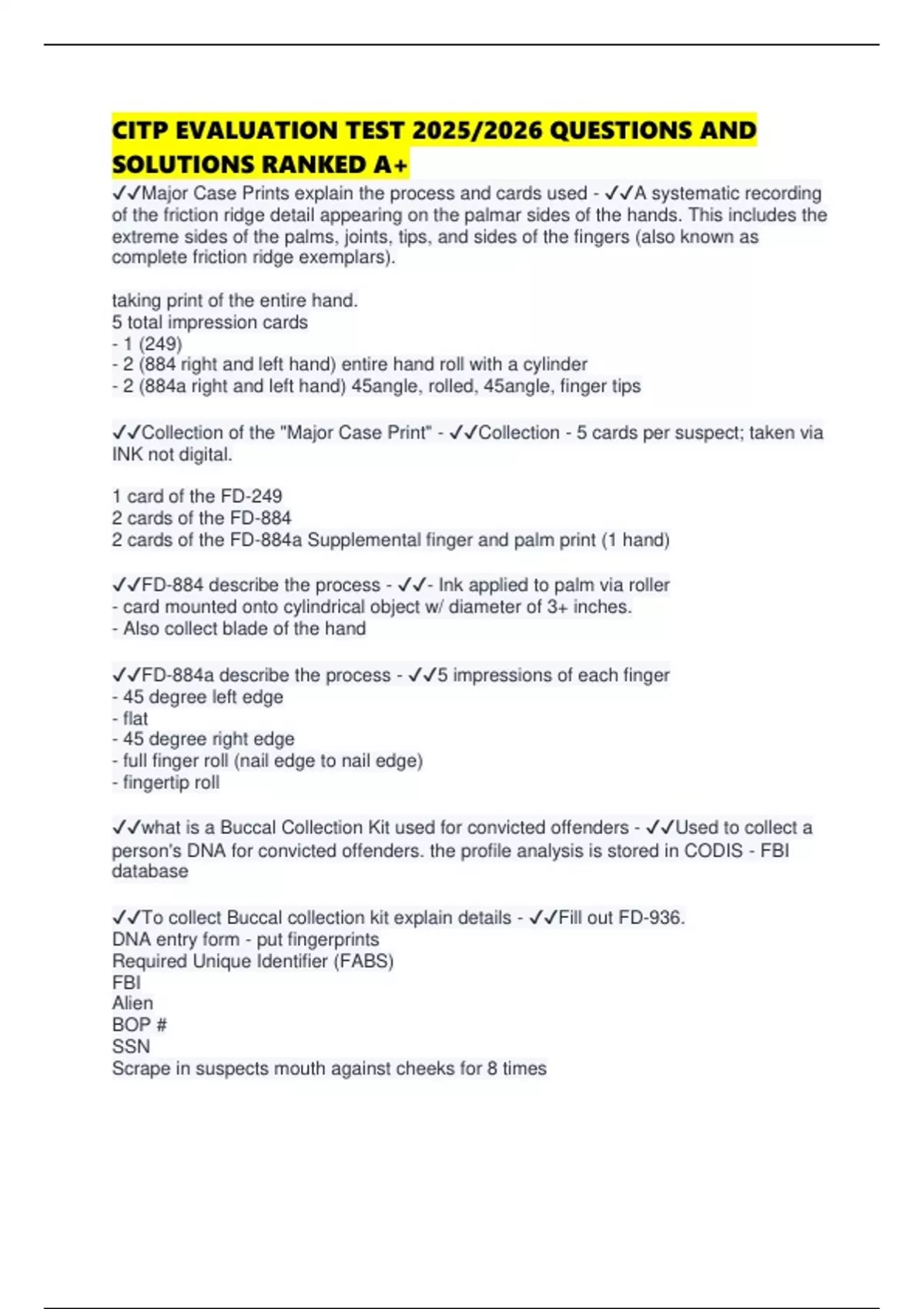 CITP EVALUATION TEST 2025/2026 questions - CITP - Stuvia US