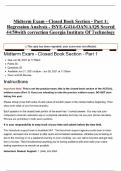 Midterm Exam - Closed Book Section - Part 1&colon; Regression Analysis - ISYE-G414-OAN&sol;A&sol;QS Scored 44&sol;50with correction Georgia Institute Of Technology