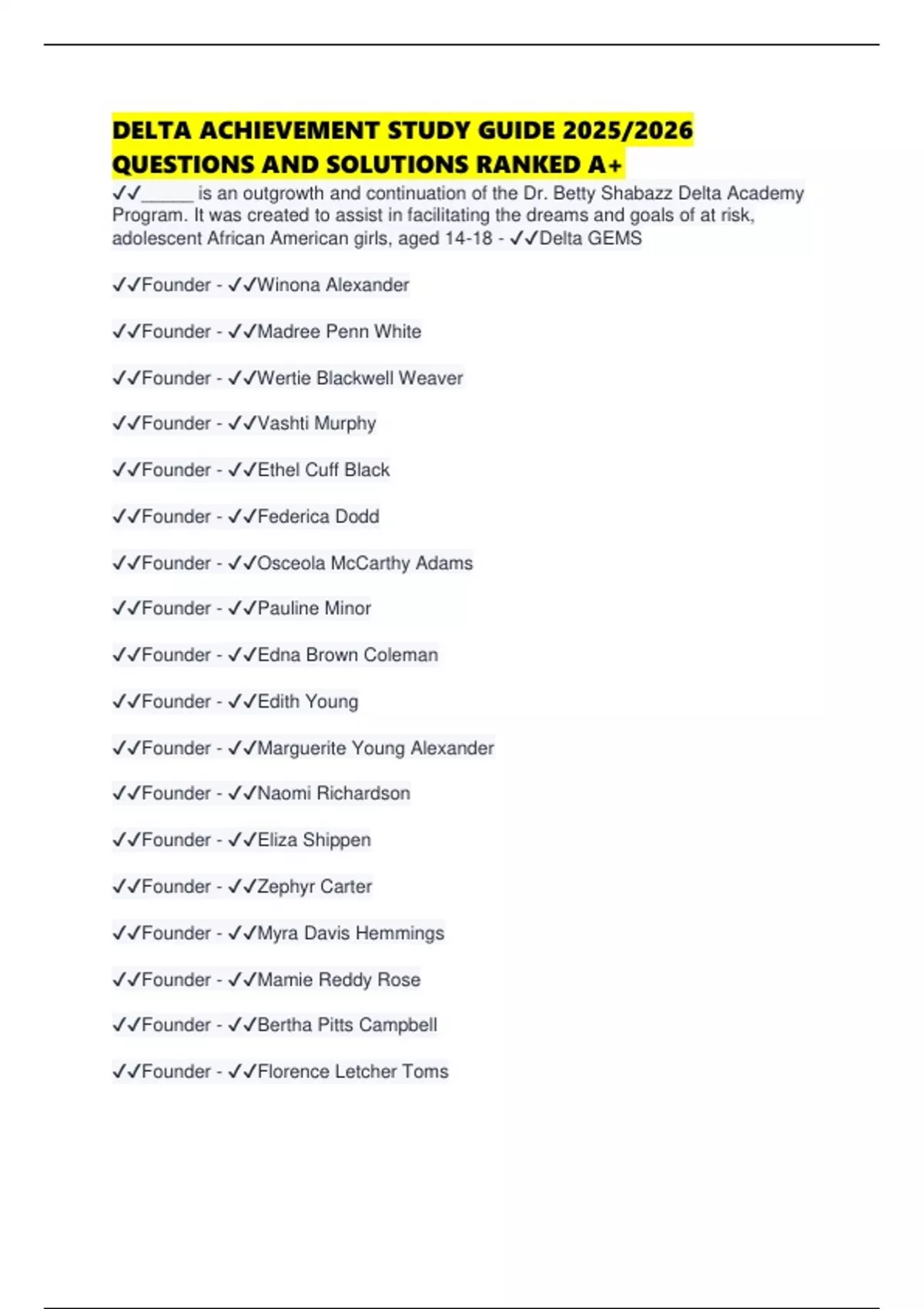 DELTA ACHIEVEMENT STUDY GUIDE 2025/2026 QUESTIONS AND SOLUTIONS RANKED A+ - DELTA ACHIEVEMENT ...