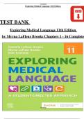  Exploring Medical Language 11th Edition   TEST BANK   Exploring Medical Language 11th Edition   by Myrna LaFleur Brooks Chapters 1 - 16 Complete   DR ERIC