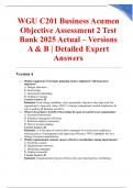 WGU C201 Business Acumen Objective Assessment 2 Test Bank 2025 Actual &ndash; Versions A & B &vert; Detailed Expert Answers