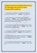 WORLD KARATE FEDERATION KATA Test Questions and Answers Latest Versions 2025 Graded A&plus;