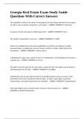Georgia Real Estate Exam Study Guide Questions With Correct Answers 