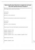 Balancing Nuclear Reactions assignment and quiz Test with Verified Answers Graded A
