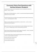 Economic Policy Test Questions with Verified Answers Graded A