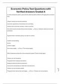 Economic Policy Test Questions with Verified Answers Graded A