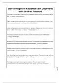 Electromagnetic Radiation Test Questions with Verified Answers