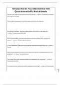 Introduction to Macroeconomics Test Questions with Verified Answers