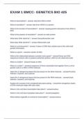 EXAM 1 BMCC- GENETICS BIO 425 QUESTIONS WITH CORRECT ANSWERS