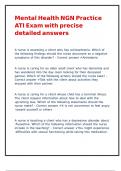 Mental Health NGN Practice ATI Exam with precise detailed answers 