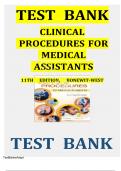 Test Bank For Clinical Procedures for Medical Assistants 11th Edition by Kathy Bonewit-West&comma; ISBN 978-0323758581&comma; Chapter 1-23&comma; Complete Guide A&plus;&period;