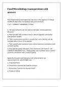 Food Microbiology exam questions with answers