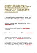 CALIFORNIA DRIVING INSTRUCTOR LICENCING TEST LATEST EXAM 2025 WITH MULTIPLE CHOICE OF QUESTIONS AND DETAILED CORRECT ANSWERS ALREADY GRADED A&plus; AND 100&percnt; GUARANTEE PASS &lpar;JUST RELEASED&excl;&excl;&excl;&excl;&excl;&excl;&rpar;