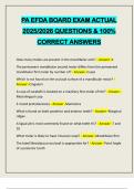 PA EFDA BOARD EXAM ACTUAL 2025&sol;2026 QUESTIONS & 100&percnt; CORRECT ANSWERS