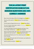 THE IAI LATENT PRINT CERTIFICATION EXAM ACTUAL 2025&sol;2026 QUESTIONS AND 100&percnt; CORRECT ANSWERS