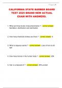 CALIFORNIA STATE BARBER BOARD  TEST 2025 BRAND NEW ACTUAL  EXAM WITH ANSWERS&period;