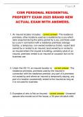 CISR PERSONAL RESIDENTIAL  PROPERTY EXAM 2025 BRAND NEW  ACTUAL EXAM WITH ANSWERS&period;