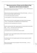 Page1 Macroeconomics&colon; Policy and its Effects Test Questions with Answers Graded A