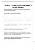 Nursing Process Test Questions with Verified Answers