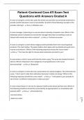 Patient-Centered Care ATI Exam Test Questions with Answers Graded A