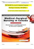 TEST BANK For Lewis's Medical Surgical Nursing in Canada&comma; 4th Edition by Jane Tyerman&comma; Shelley Cobbett&comma; Chapters 1 - 72 DR ERI