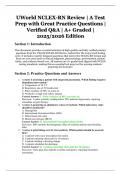 UWorld NCLEX-RN Review &vert; Verified Questions and Answers &vert; Premium Practice Test Prep &vert; A&plus; Graded &vert; 2025&sol;2026 Edition